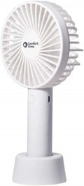Comfort Zone Personal Handheld Rechargeable Fan, 4 inch, 3 Speed, Lithium Ion Battery, Micro USB Cable, Powerful, Mini Hand Fan, Ideal for Home, Bedroom & Office, CZPF402WT