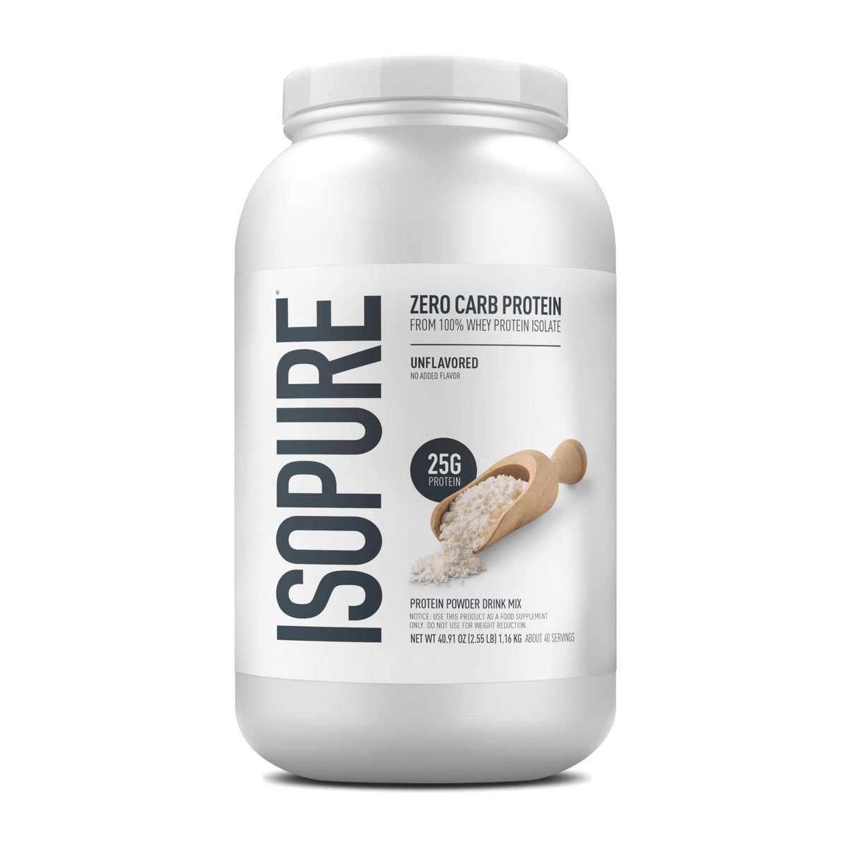 Isopure Zero Carb Whey Isolate Protein Powder, Unflavored 1 LB