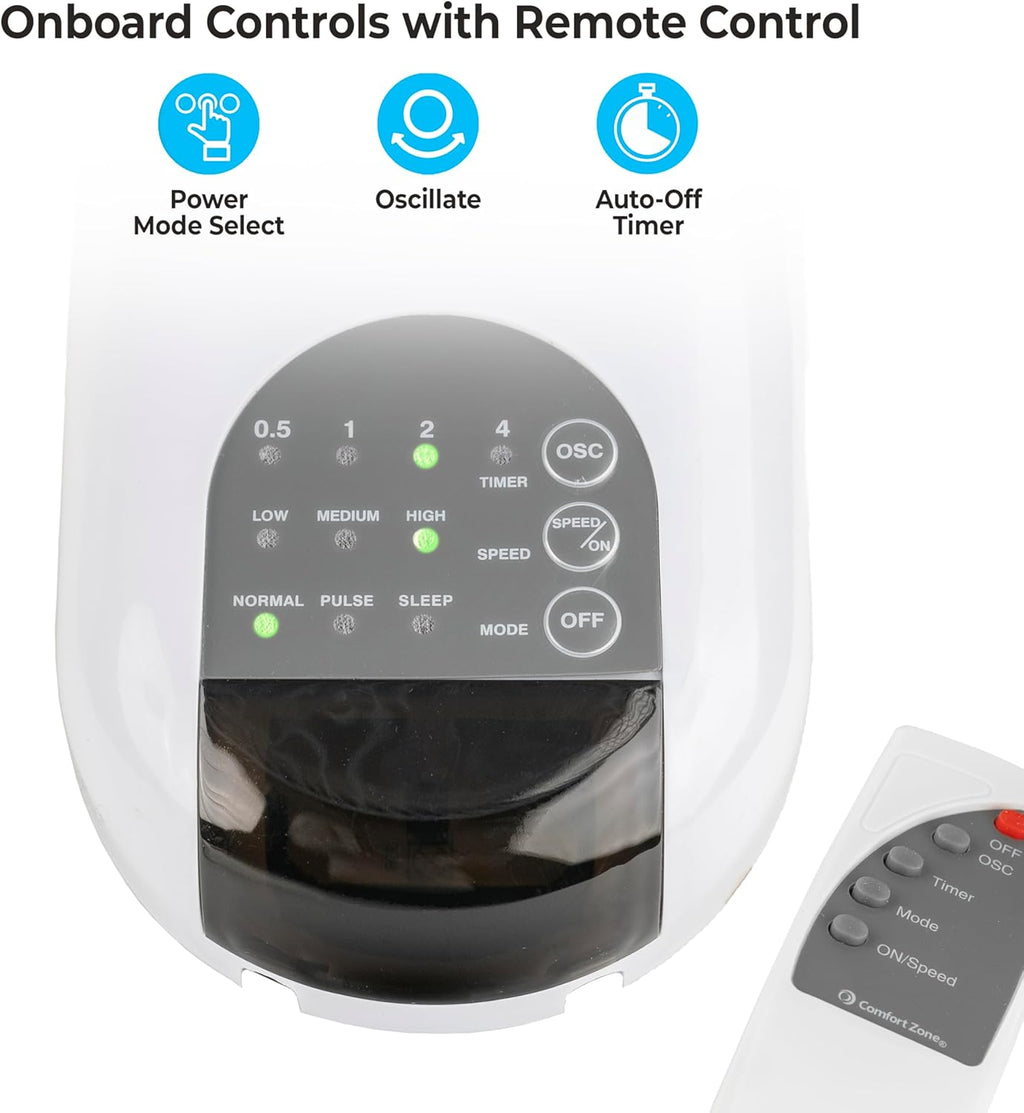 Comfort Zone Oscillating Wall Mount Fan with Remote Control, Timer, Auto Shut Off, Adjustable Tilt, Quiet, 16 inch, 3 Speed, Ideal for Home, Bedroom, Gym & Office, Airflow 14.07 ft/sec, CZ16WR