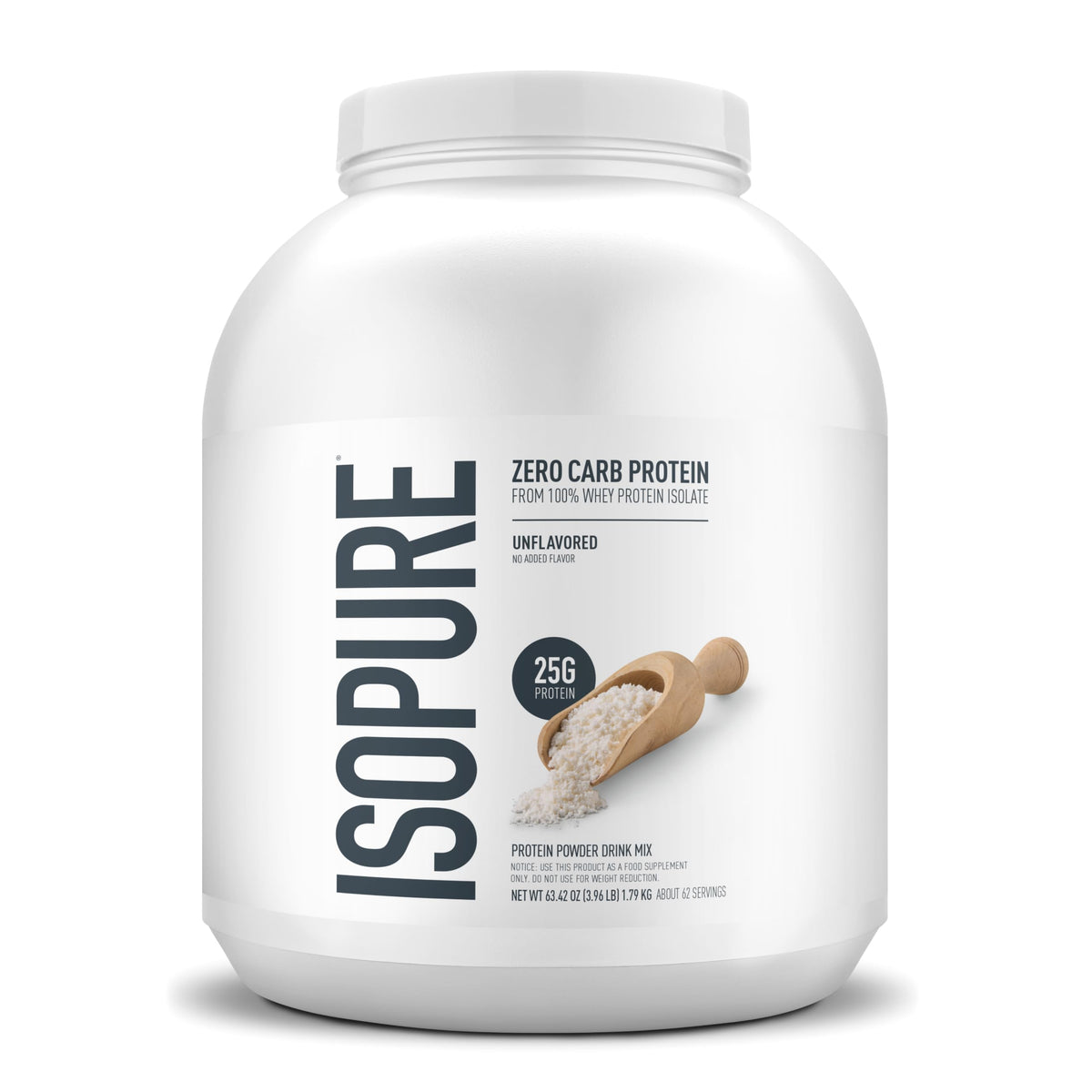 Isopure Zero Carb Whey Isolate Protein Powder, Unflavored 1 LB