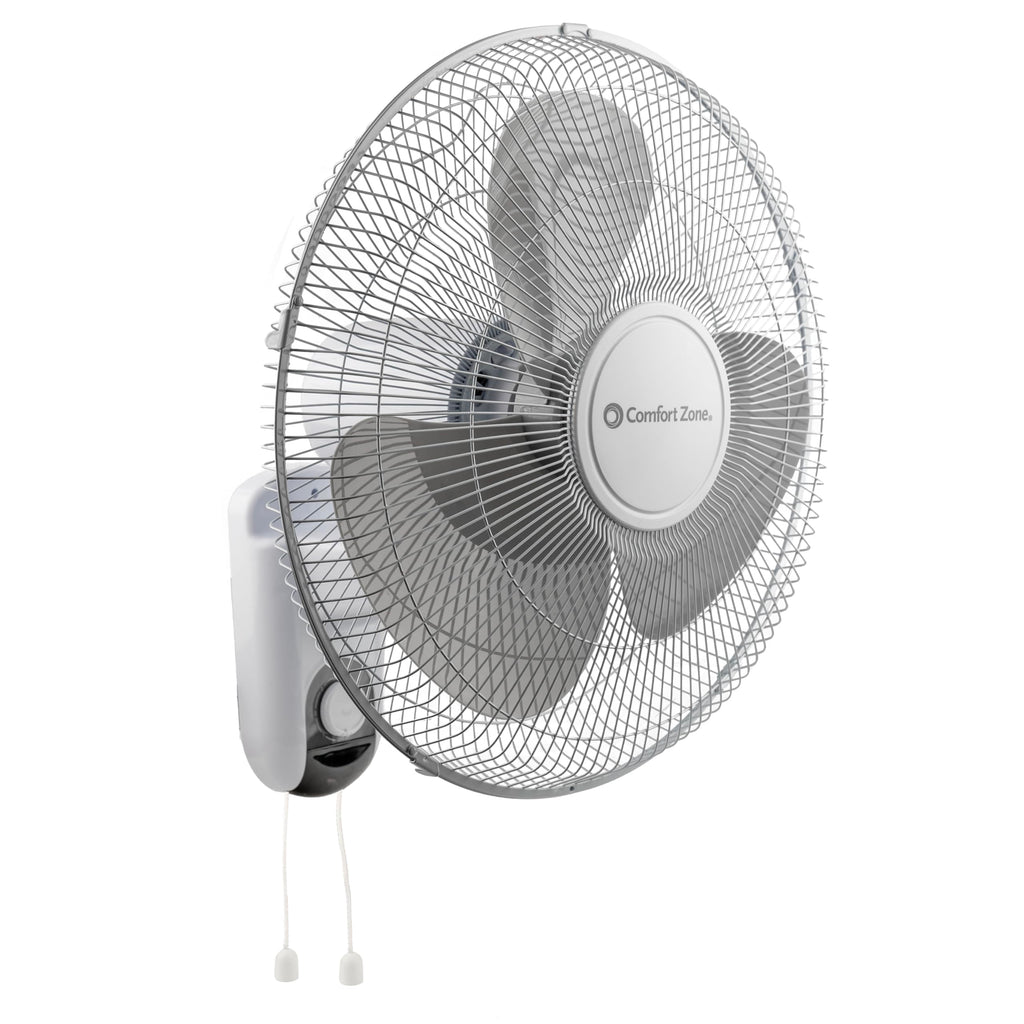 Comfort Zone Oscillating Wall Mount Fan with Remote Control, Timer, Auto Shut Off, Adjustable Tilt, Quiet, 16 inch, 3 Speed, Ideal for Home, Bedroom, Gym & Office, Airflow 14.07 ft/sec, CZ16WR